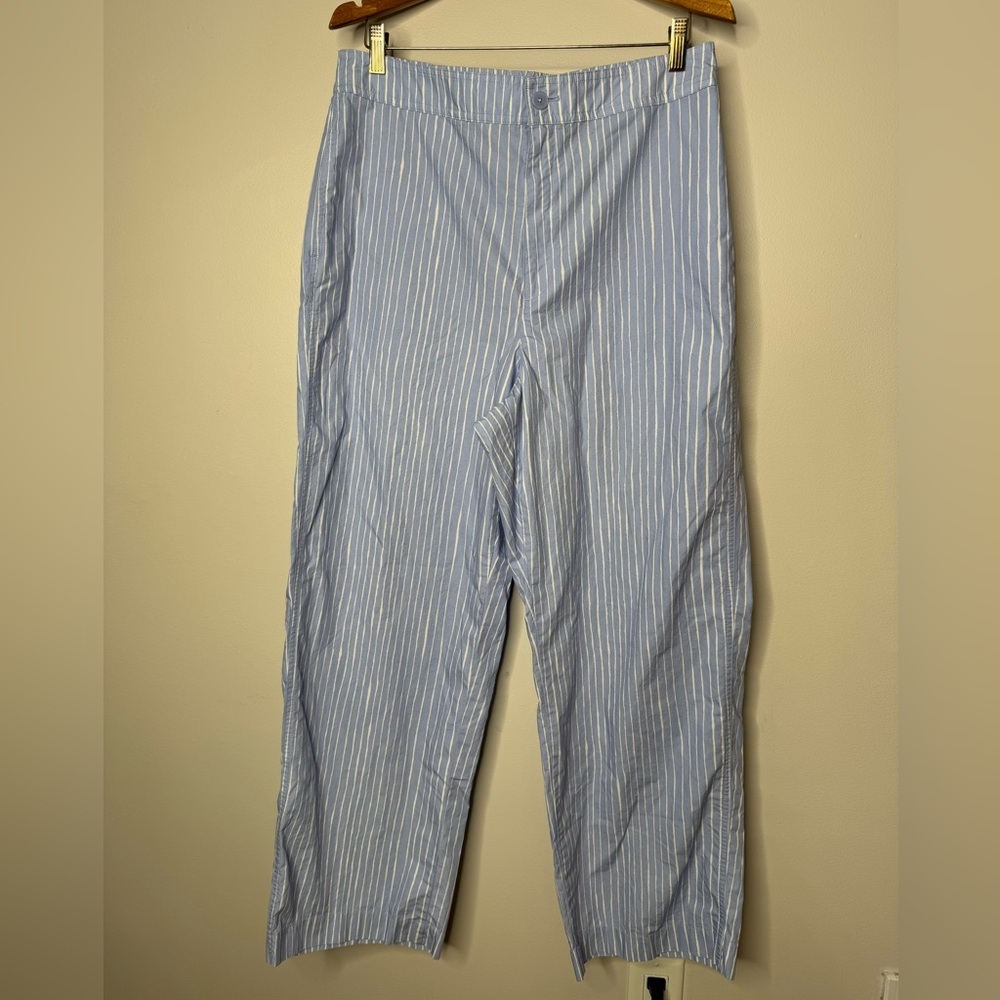Uniqlo x Merimekko Blue and Shite Pajama Dstriped Wide Leg Cotton Pants Size 1X